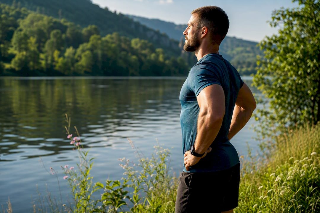Muškarac vježba mišiće zdjelice u parku