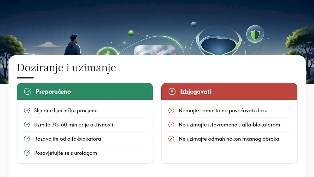 Doziranje i uzimanje Kamagre kad imate simptome prostate — overview diagram